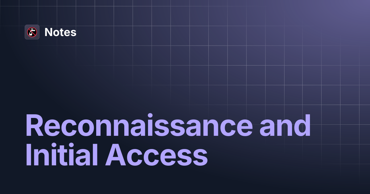 Reconnaissance and Initial Access | Notes